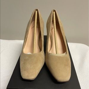 J.Crew Suede classic block heel pumps - size 6.5 Ashen brown/tan.  New in box.